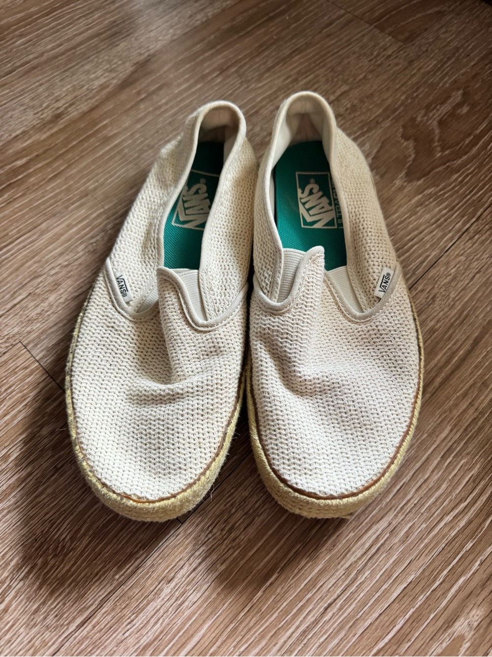 Vans Cream Slip-On Espadrille Sneakers